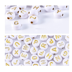 50gam hạt chữ cái , chữ số tròn dẹp đủ màu size 4x7mm, 6x10mm làm vòng hạt