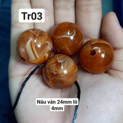25gam hạt tròn nhựa vân giá đá size to 24mm lỗ xỏ 4mmn làm trang sức,trang trí thủ công