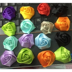set 5-10 hoa vải satin, hoa hồng vải từ 2-4cm nhiều màu ngẫu nhiên  đính áo, trang trí handmade