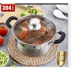 Nồi Inox 304 size 24cm  dùng các loại bếp , kể cả bếp từ LC-017