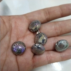 5 viên gốm sứ tròn dẹp xám bóng 9x15mm