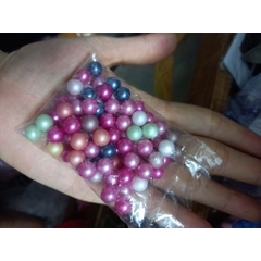 80-90 hạt cườm 8mm, hạt bẹt, hạt châu không lỗ mix nhiều màu (gói 25gam)trang trí lọ trang điiểm, trang trí thủ công