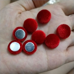 10 Nút dán vải nhung đỏ và xanh đen 15mm