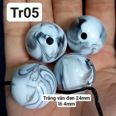 25gam hạt tròn nhựa vân giá đá size to 24mm lỗ xỏ 4mmn làm trang sức,trang trí thủ công