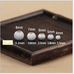 100 viên charm bạc bi nhám 4/5/6/7/8mm