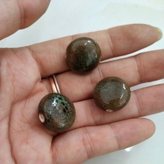 2viên gốm sứ tròn dẹp nâu xanh 10x17mm