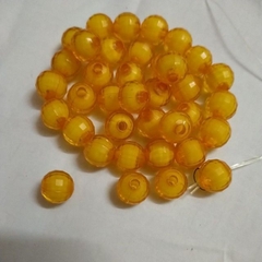 10-50gam Hạt nhựa 8mm -10mm hạt tròn cạnh nhân trắng vàng đậm có lỗ xỏ làm vòng hạt