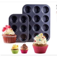 Khuôn nướng bánh Cupcake, bánh Muffin 4 ô / 6 ô /12 ô chống dính