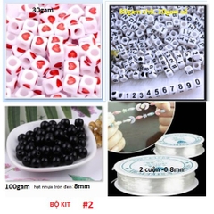 combo 230gam hạt chữ , hạt số, dây thun làm 20 vòng tay -Số 2