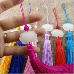 (P131A-15) Dây treo tua rua liên hoa ngọc bội hoa sen trần tình lệnh móc khóa treo sáo cổ trang tam sinh tam thế