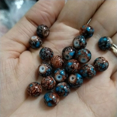 20gam viên hạt đá thủy tinh in hoa văn nâu xanh 8mm