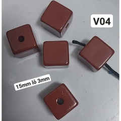 10gam hạt nhựa vuông, hình thoi có lỗ xỏ  16mm- V01, V02- V03- V04