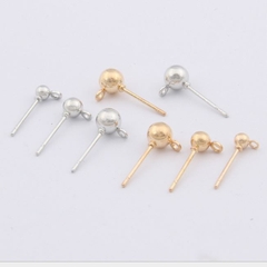 10 chốt làm hoa tai sát đầu bi tròn 3-4-5-6mm (gồm chốt đuôi kim loại)