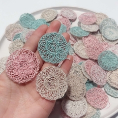 K02- gói 10 Hoa vải lưới hỗn hợp 4cm trang trí diy tùy ý