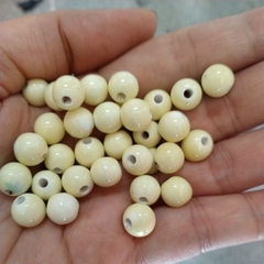 10 viên đá gốm sứ tròn kem 8mm