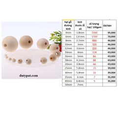 100gam Hạt gỗ kem tự nhiên đủ size 4mm-6mm-8m10mm-12mm-14mm-16mm-18mm-20mm-25mm-30mm-35mm-40mm