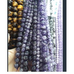 1 viên T H A C H - A N H tím brazil 5A làm vòng tay size 8-10-12-14mm