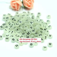 50gam hạt chữ cái , chữ số tròn dẹp đủ màu size 4x7mm, 6x10mm làm vòng hạt