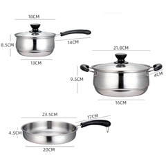 bộ nồi chảo quánh 5 món inox không rỉ