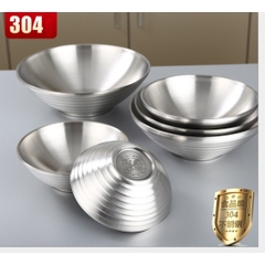 Tô inox 304 kiểu Nhật Bản  2 lớp chống nóng bền đẹp 16/18/20cm