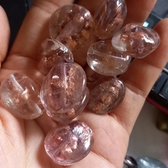 2 Hạt charm thủy tinh  trái tim, tròn in hoa văn làm vòng handmade, trang trí thủ công tùy thích