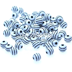 10-50 hạt nhựa tròn 8mm sọc đen  có lỗ xỏ làm vòng tay, vòng cổ, vòng hạt, trang trí thủ công (gói 10-50gam)