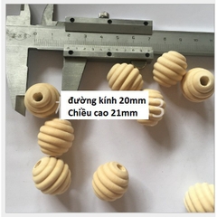 gói 10 hat gỗ oval xoắn tròn 20x21mm màu kem làm đồ chơi, trang trí diy handmade