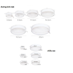 Set 6 Miếng Nắp Đậy Silicon Co Giãn - Bọc Chén, Bát, Thực Phẩm Cần Bảo Quản