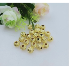 Gói 5 Cham đồng nhám khắc hoa văn 10mm xỏ vòng hạt