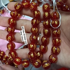 1 viên mã não đỏ đen khắc chữ vàng có lỗ xỏ 1mm đến 1,5mm size 8mmm 10mm 12mm 14mm
