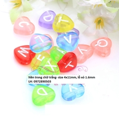 set 5/10/25GAM Hạt Chữ Cái trái tim nền trắng chữ đủ màu
