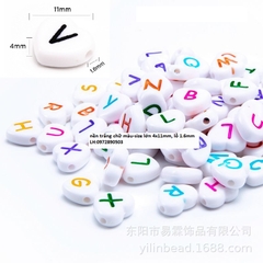 set 35/70/180 Hạt Chữ Cái trái tim nền trắng chữ đen (25gam)