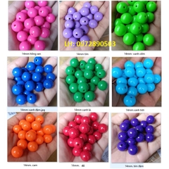 10-25gam hạt nhựa 14mm tròn nhiều màu có lỗ xỏ dây cỡ 2mm dùng làm trang sức, thủ công handmade, học liệu