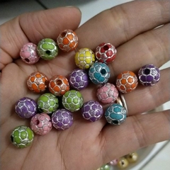 Hạt nhựa hoa văn quả bóng 10mm nhiều màu