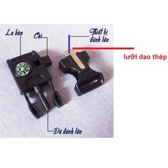 khóa paracord có còi, dao,la bàn & đánh lửa làm vòng tay sinh tồn