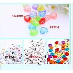 (P132-2/5) gói 10-50gam hạt chữ trái tim lớn 4x11mm loại tốt làm vòng tay