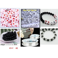 combo 230gam hạt chữ , hạt số, dây thun làm 20 vòng tay -Số 2