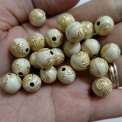 Hạt nhựa in hình Phật vàng 10mm
