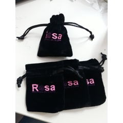 Gói 10 Túi nhung rút đựng trang sức in hoa hồng 6x8mm