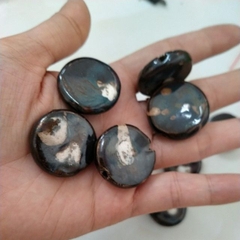 2 viên gốm sứ tròn dẹp hoa văn 27mm