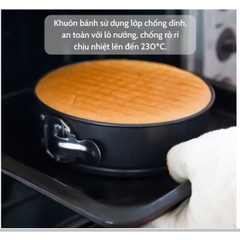 BỘ 3-6 KHUÔN BÁNH TRÒN ĐẾ RỜI CHỐNG DÍNH CÓ KHÓA nhiều size để chọn