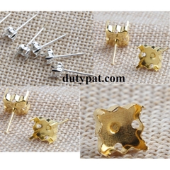 100 đôi móc hoa tai vuông sát tai nhiều size 4-5-6-8mm