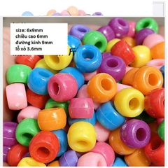 10-50gam hạt nhựa hình trụ lỗ xỏ lớn đủ size 4.3x5.5mm, 4.2x6.8mm,6x8mm, 6x9mm (p117-47/48/49/51)