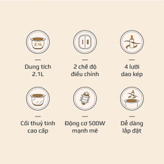 Máy Xay Thực Phẩm Đa Năng OLIVO FC21 - Dung Tích 2.1L - Công Suất 500W - Thương Hiệu Mỹ