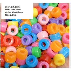 10-50gam hạt nhựa hình trụ lỗ xỏ lớn đủ size 4.3x5.5mm, 4.2x6.8mm,6x8mm, 6x9mm (p117-47/48/49/51)