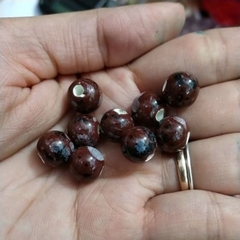 10 viên gốm sứ nâu in hoa văn 10mm