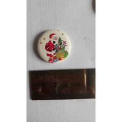 5 nút gỗ, cúc gỗ size 30mm in chủ đề giáng sinh