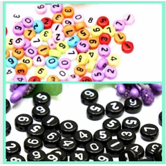 set 5-25gam Hạt Chữ số tròn nhiều màu 4x7mm
