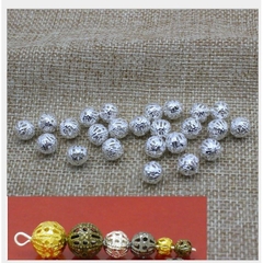 50 viên charm rỗng nhẹ (hạt cung linh) đủ size 4-6-8-10-12-14mm