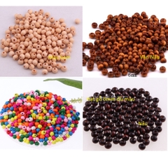 70-350 hạt gỗ tròn 6mm nhiều màu, nâu, kem làm vòng ,trang trí handmade DIY, dụng cụ học tập, đồ chơi